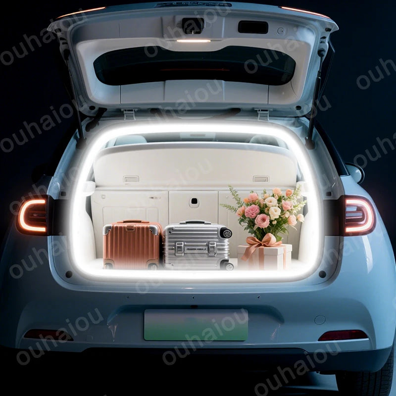 ruban led flexible blanc moderne adhésif câble connexion coffre arrière ambiance voitures
