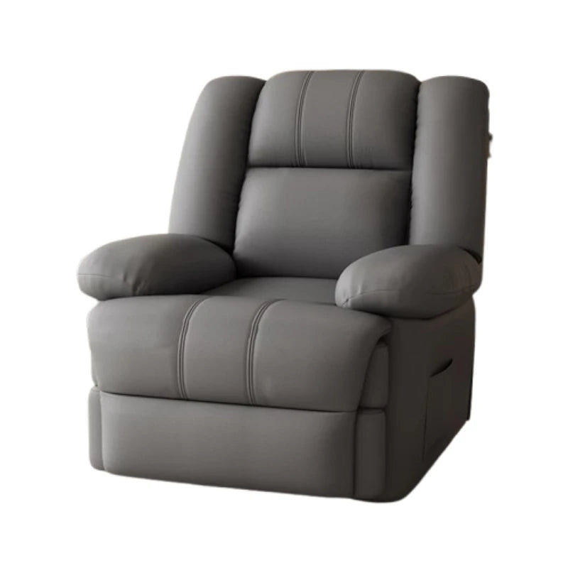fauteuil relax contemporain cuir gris bois simple moderne poignées bouton commande