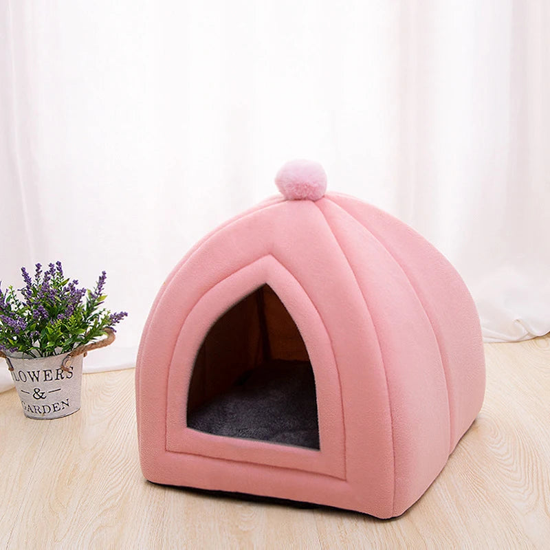 lit chat abri animal velours uni gris rose vert pastel moderne confortable