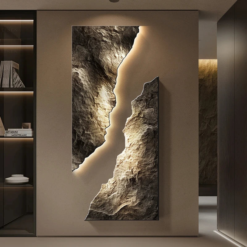décoration murale contemporaine tableau naturel opaque minimaliste marron beige noir fixé mur adhésif