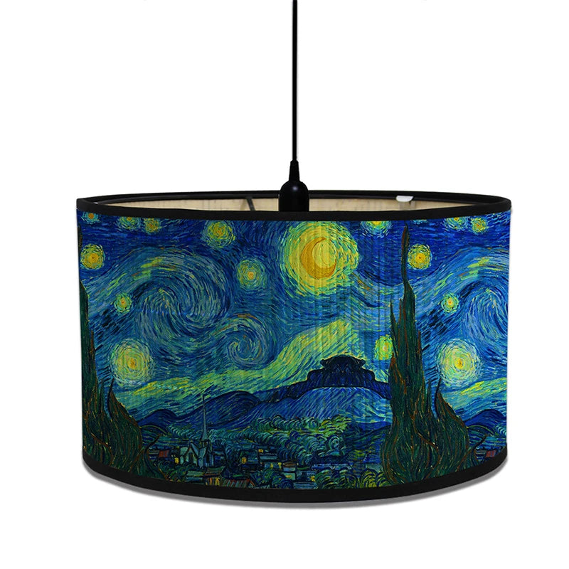 abat jour van gogh peintures nuit étoilée fleurs tournesol bambou art déco