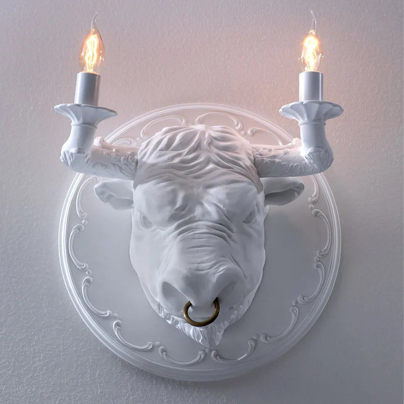applique murale art deco sculpture animal ampoules led noir blanc vintage chambre salon étude