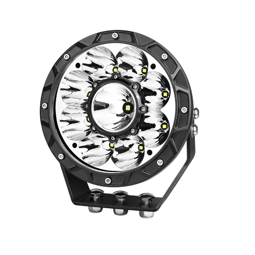 lampe travail tout terrain 6500k led ronde moderne robuste noir jaune haute luminité spot