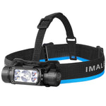 lampe frontale led noire bleue texture tissée bande ajustable 3500 lumens rechargeable modernisée