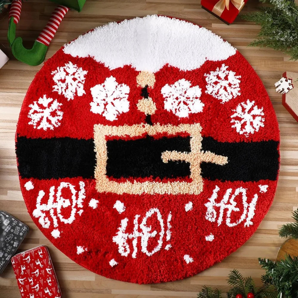 tapis rond flocons neige père noël spirale absorbant eau antidérapant intérieur decoration noel