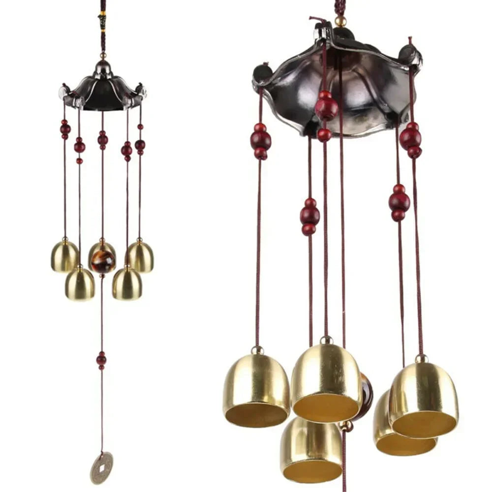 cloche vent ange doré rouge métal brillant traditionnelextérieur cloches fixé chaînes