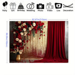 rideau rouge sequins moderne fleurs artificielles mariage anniversaire terylene 100x150cm 150x210cm 180x230cm 210x300cm