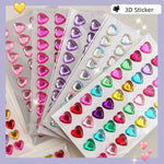 sticker 3d cœur transparent brillant moderne décoratif adhésif scrapbooking étudiant fournitures art