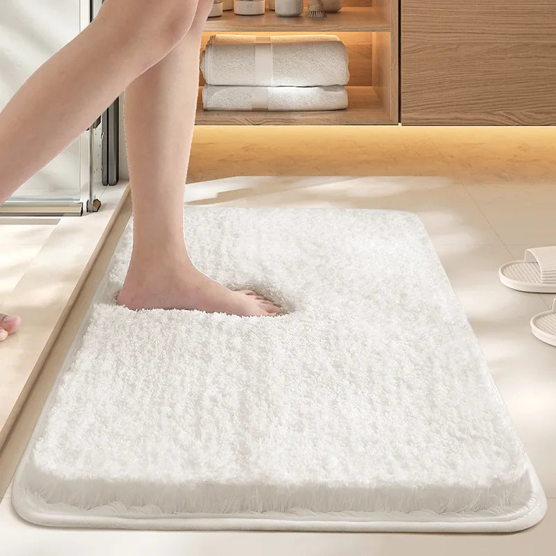 tapis bain antidérapant lavable machine couleur unie polyester marron gris blanc moderne