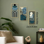 décoration murale moderne abstraite bois géométrique cercles arcs motifs végétaux montagnes minimalistes tableaux