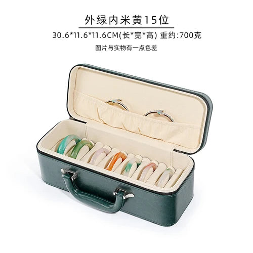 boîte bijoux simili cuir marron vintage poignée velours noir marron storage box trousse bijoux