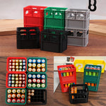 boîtes rangement batteries modernes compartiments grillagés pratique rouge vert gris noir