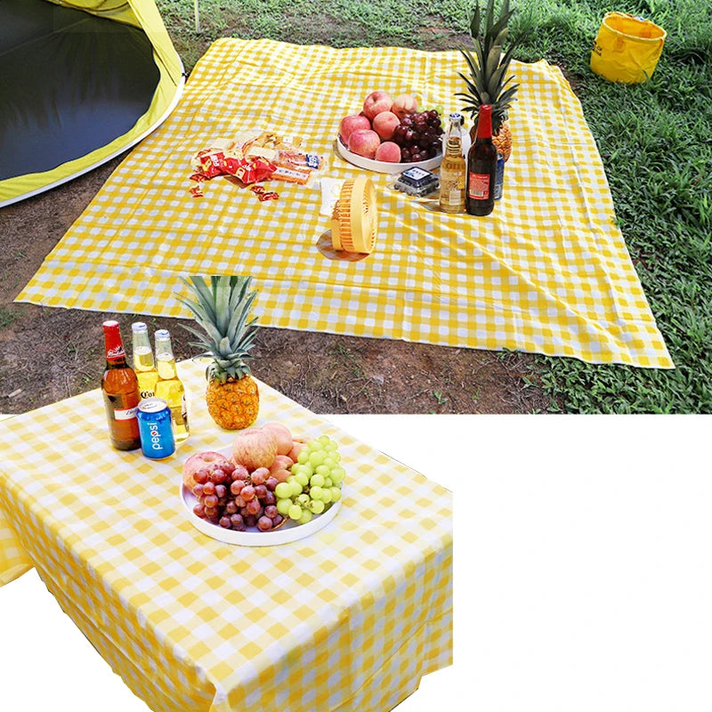 nappe pique nique jaune carreaux géométriques moderne opaque tissu tpu nylon extérieure utilisation quotidienne