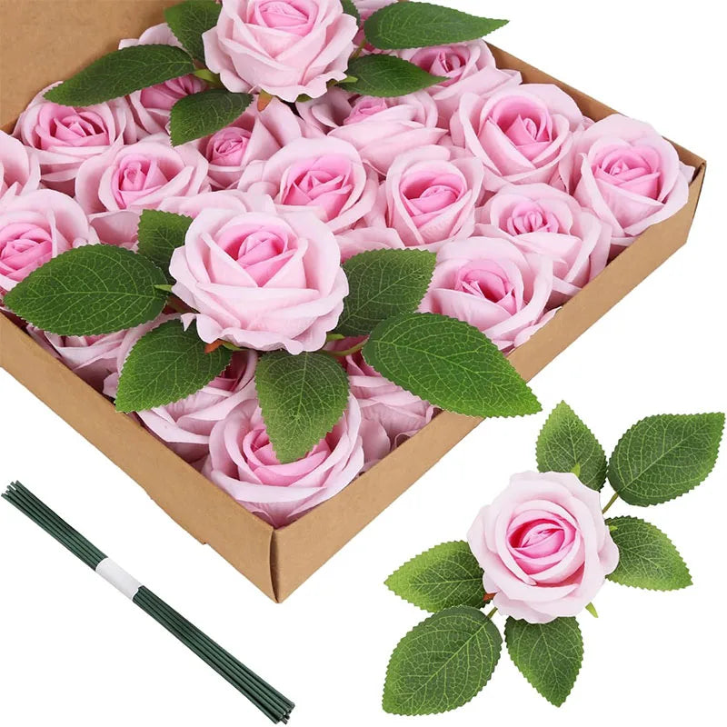 Roses artificielles velours rouge foncé bouquet decoration mariage anniversaire intérieur classique