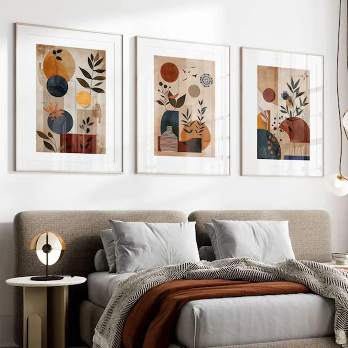 affiches abstraites contemporaines décoration murale chambre salon bois frame