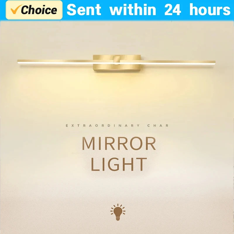 lampe miroir or noir contemporaine minimaliste fixée mur éclairage led quotidien