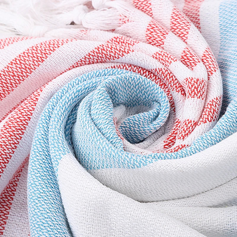 serviette plage coton rayée bleu clair rose vert moderne rapide absorption machine
