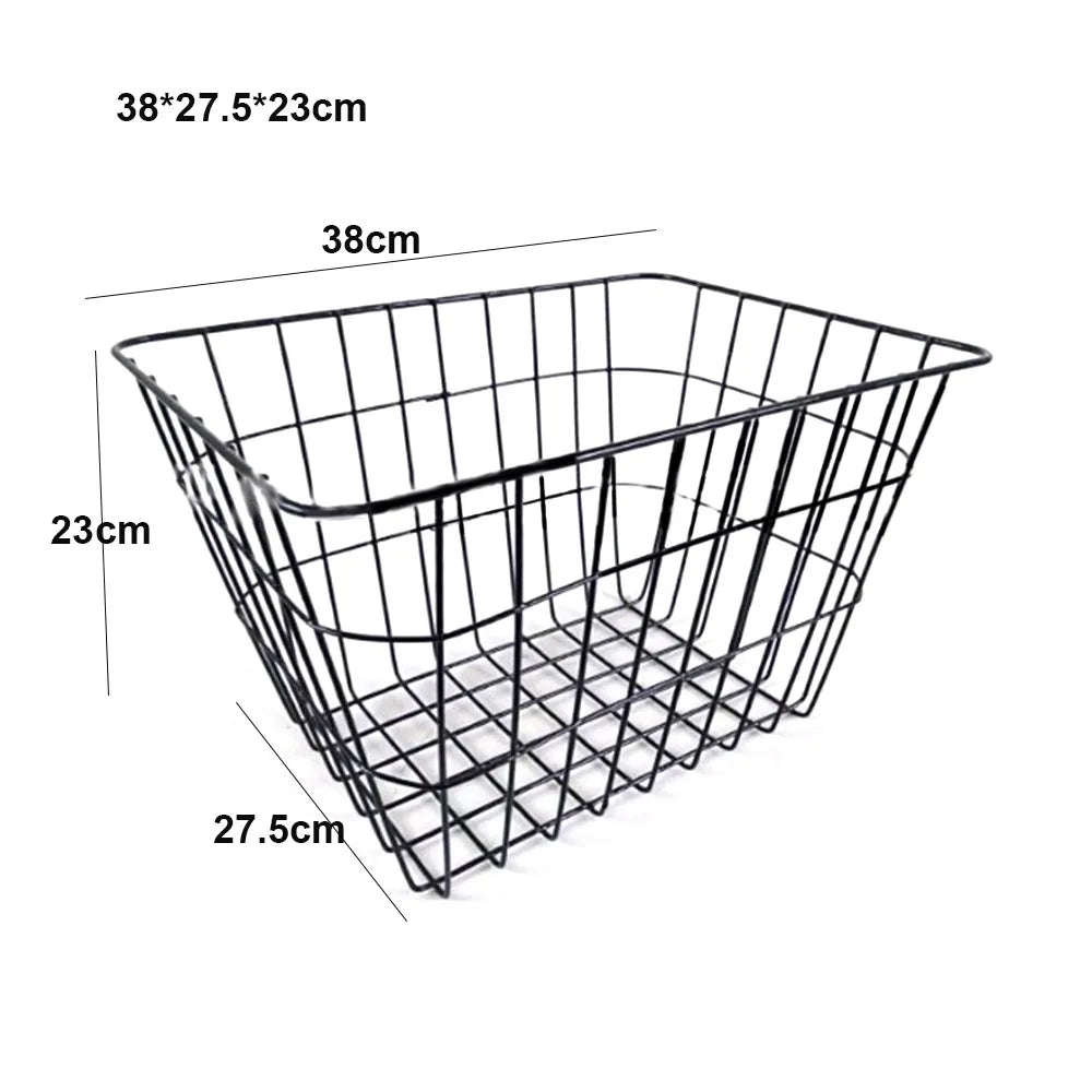 panier vélo noir maille métallique clips fixation moderne durable réglable arrière facile
