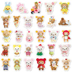 stickers mignons dessins animés personnages gâteaux fruits vêtements opaques collection 54 pièces variées colorées