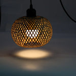 Suspension lumineuse tissage osier moderne rustique naturel noir câble électrique ampoule led douille noire