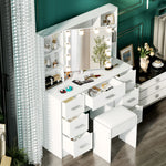 table maquillage moderne blanc miroir glissière éclairage led