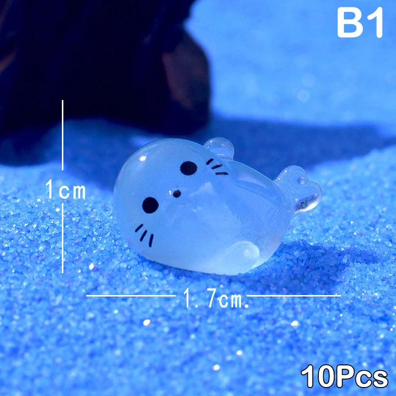 figurines baleines blancs translucides cartoon yeux narines ornement bricolage accessoires jardin nocturne lueur