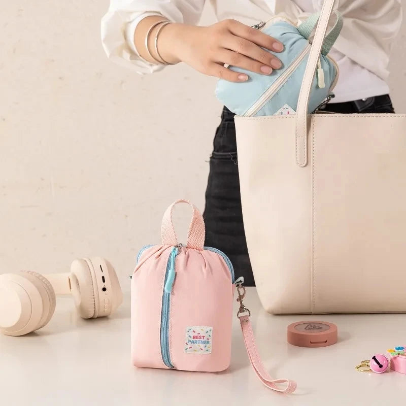 sac rangement réutilisable polyestère blanc jaune bleu rose moderne cosmétiques portatif