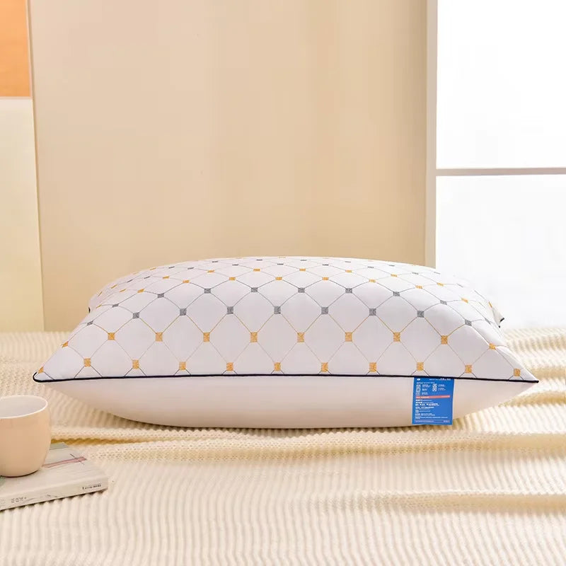 oreiller motif géométrique blanc gris jaune polyester moderne literie dormir protection cervical