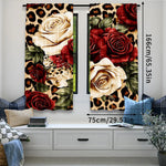 rideau moderne roses rouges léopard opaque 100 polyester 75x166 105x230 130x210 deux panneaux