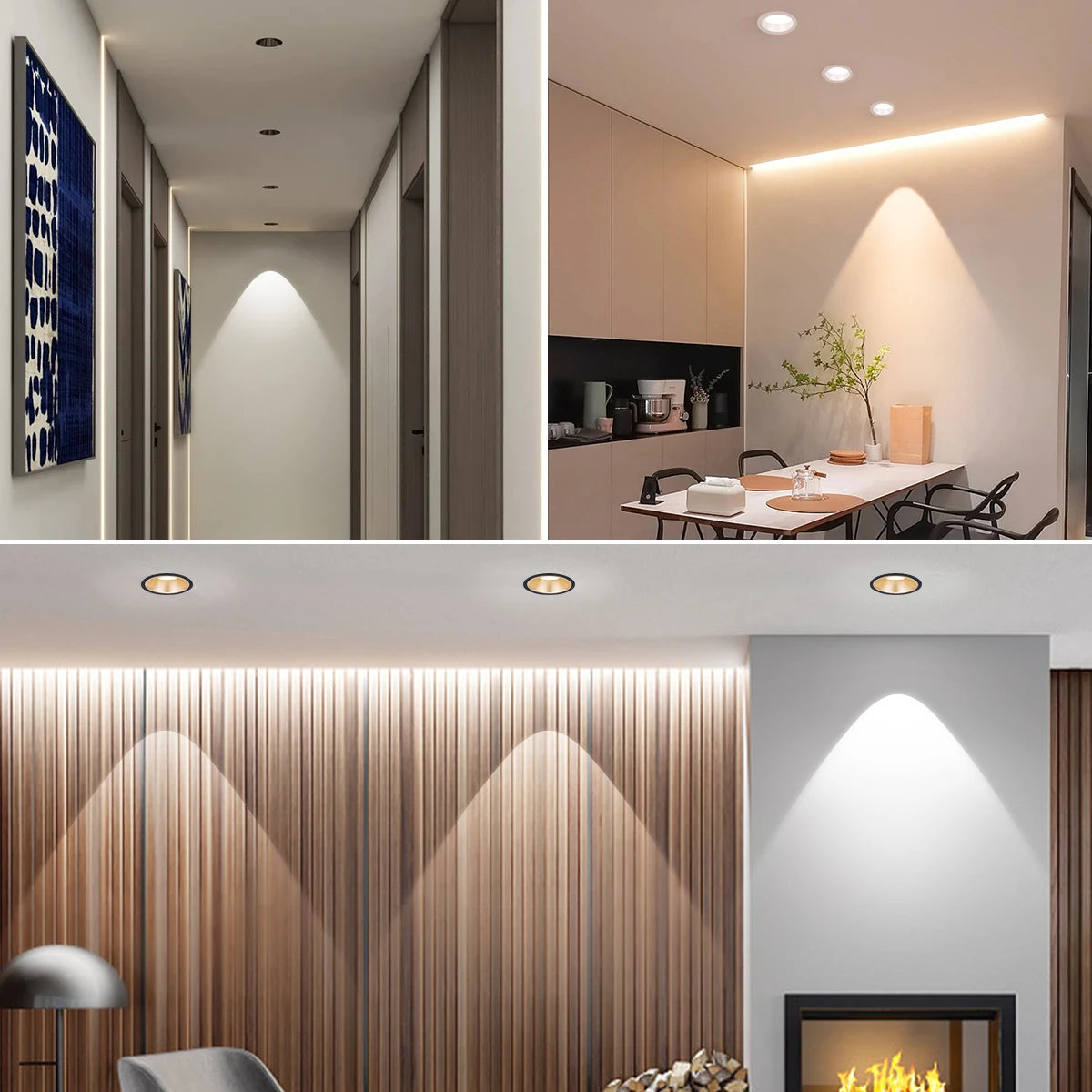 spots led encastrables alu blanc noir blanc doré grille refroidissement moderne adaptateur cable 64x57mm