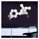 miroirs hexagonnels gris modernes adhésif intégré 8cm 7cm 12 pièces