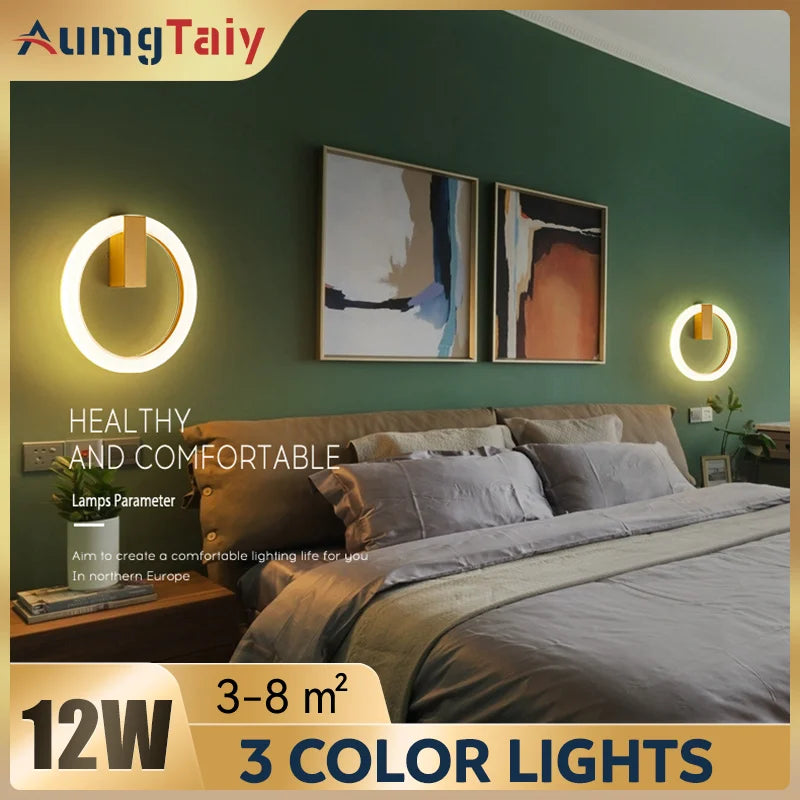 lampe murale led moderne blanc noir minimaliste chambre salon éclairage quotidien fixée mur