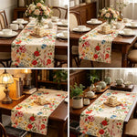 nappe table lin imprimé floral violet rouge motif papillon rustique bohème chambre décoration intérieure