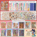 livre stickers 3d scènes miniatures art chinois illustrations détaillées cartes référence feuilles stickers rouges