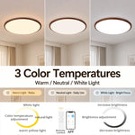 lampe moderne grain noyer acier poli télécommande variateur led