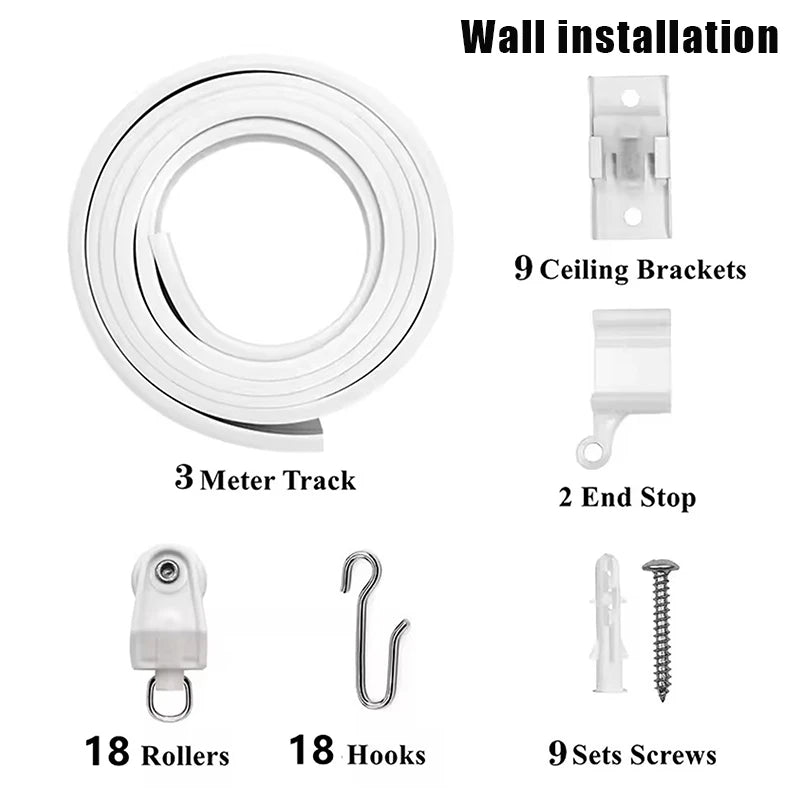 rideau rail flexible blanc moderne clips fixation plaques vis système coulissantINCTEDELETELASTWORD