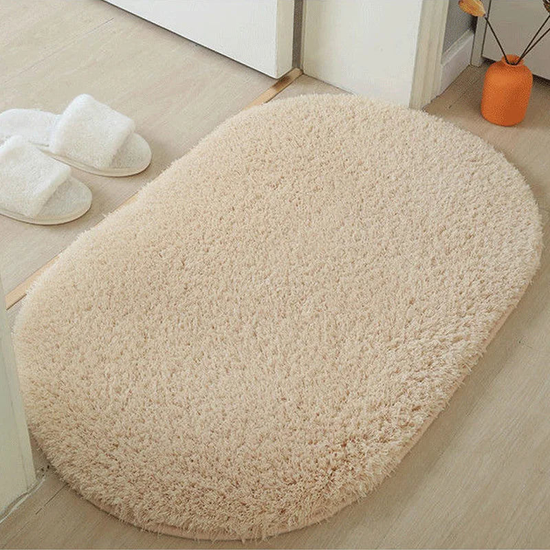tapis doux décoration intérieure moderne gris beige salle bain antidérapant poils suède