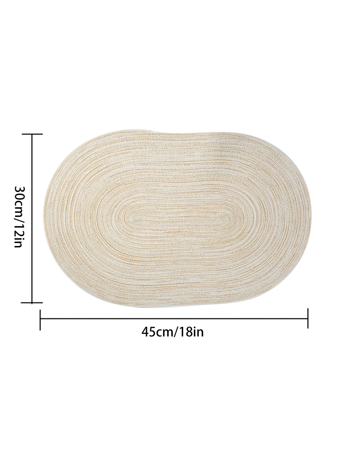tapis table moderne beige motifs circulaires tissés respectueux environnement 30x45cm assiettes couverts
