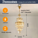 lustre moderne cristal transparent doré géométrique salon hall d'hôtel suspension luxueuse