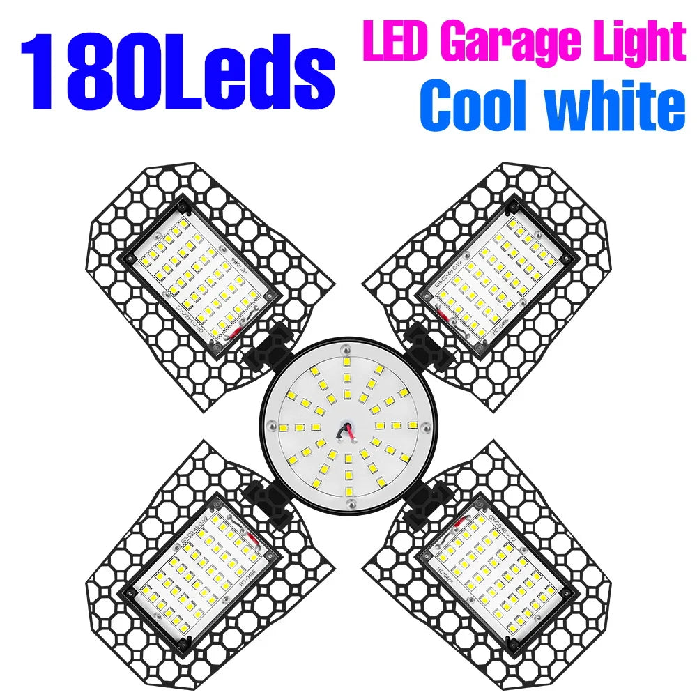 lampe garage led noir moderne grille hexagonale 1000 lumens 20000 heures 2700k 6500k