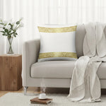 coussin carré blanc motif géométrique doré classique 100% polyester élégant salon chambre terrasse decoration