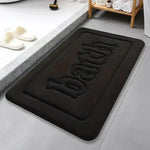 tapis bain moderne gris noir beige bleu marine lettre bath relief polyester antidérapant absorbant