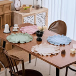 placemats ruchés vert clair rose bleu clair beige élégants table restaurant mariage 30cm 38cm