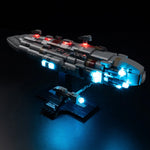 jouet diy vaisseau spatial sci fi blocs construction led gris blanc rouge bleu details