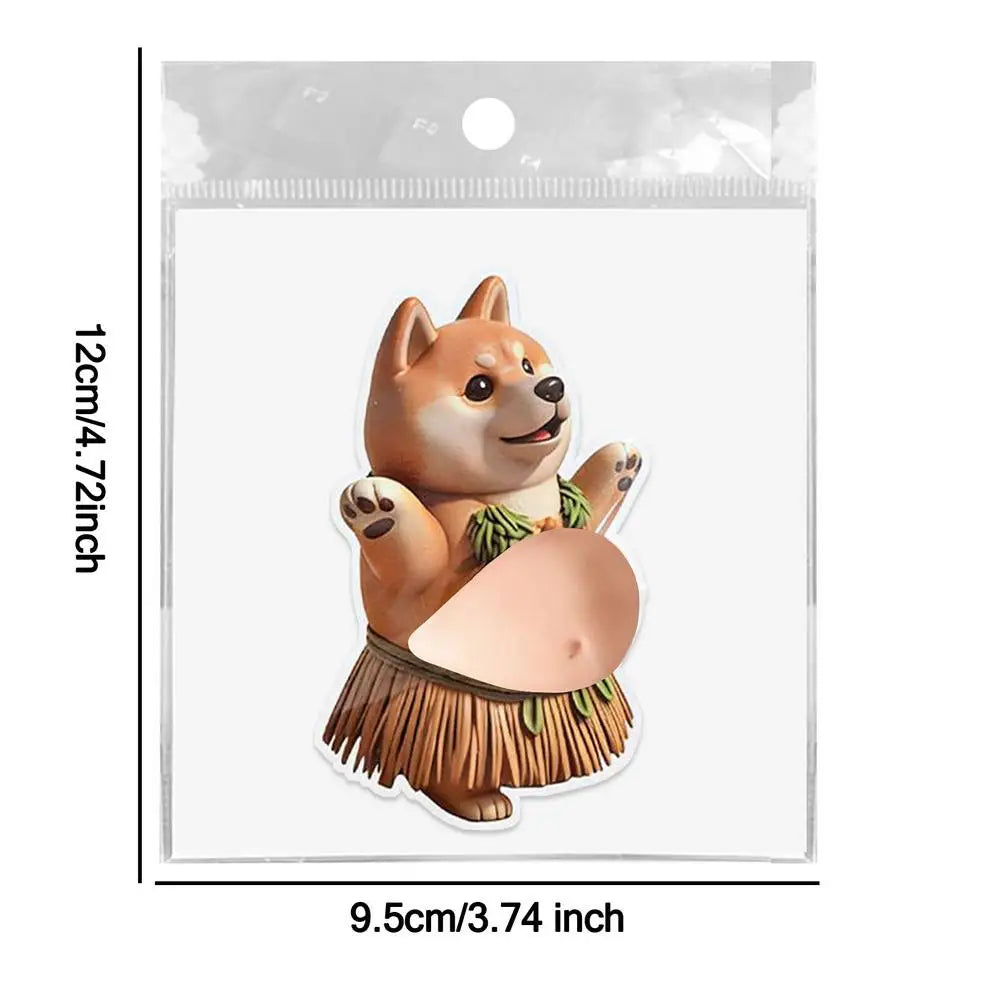 autocollants 3d chien shiba inu cartoon adhésifs décoration maison téléphone portable beige bleu marine