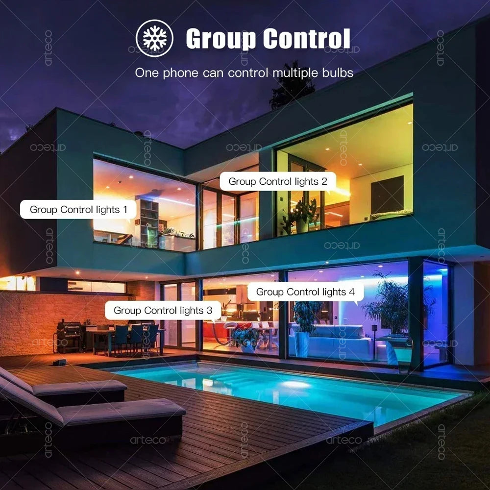 ampoules led intelligentes blanc multicolore rgb wifi zigbee bluetooth 2700 6500k moderne transparentes