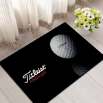 tapis sol moderne noir blanc logo titleist décor intérieur maison entrée salon luxe