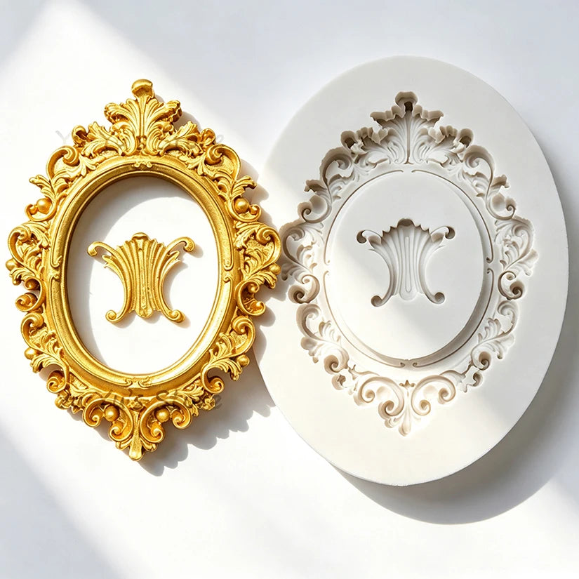 cadres photo silicone doré blanc baroques classiques moules deco fondant cupcakes gâteaux