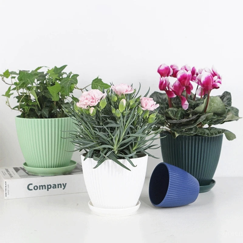 pot fleurs plastique plateau rayures verticales moderne plante intérieur