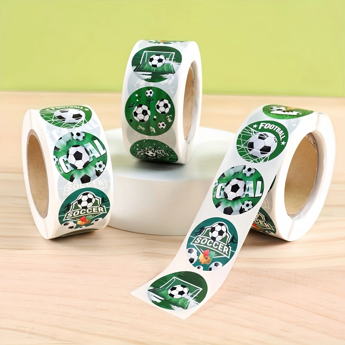 autocollants sportifs vert blanc noir ballon soccer goal football adhésifs festifs enveloppes cartes cadeaux